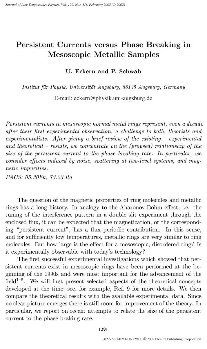 Persistent Currents Versus Phase Breaking in Mesoscopic Metallic Samples by Unknown