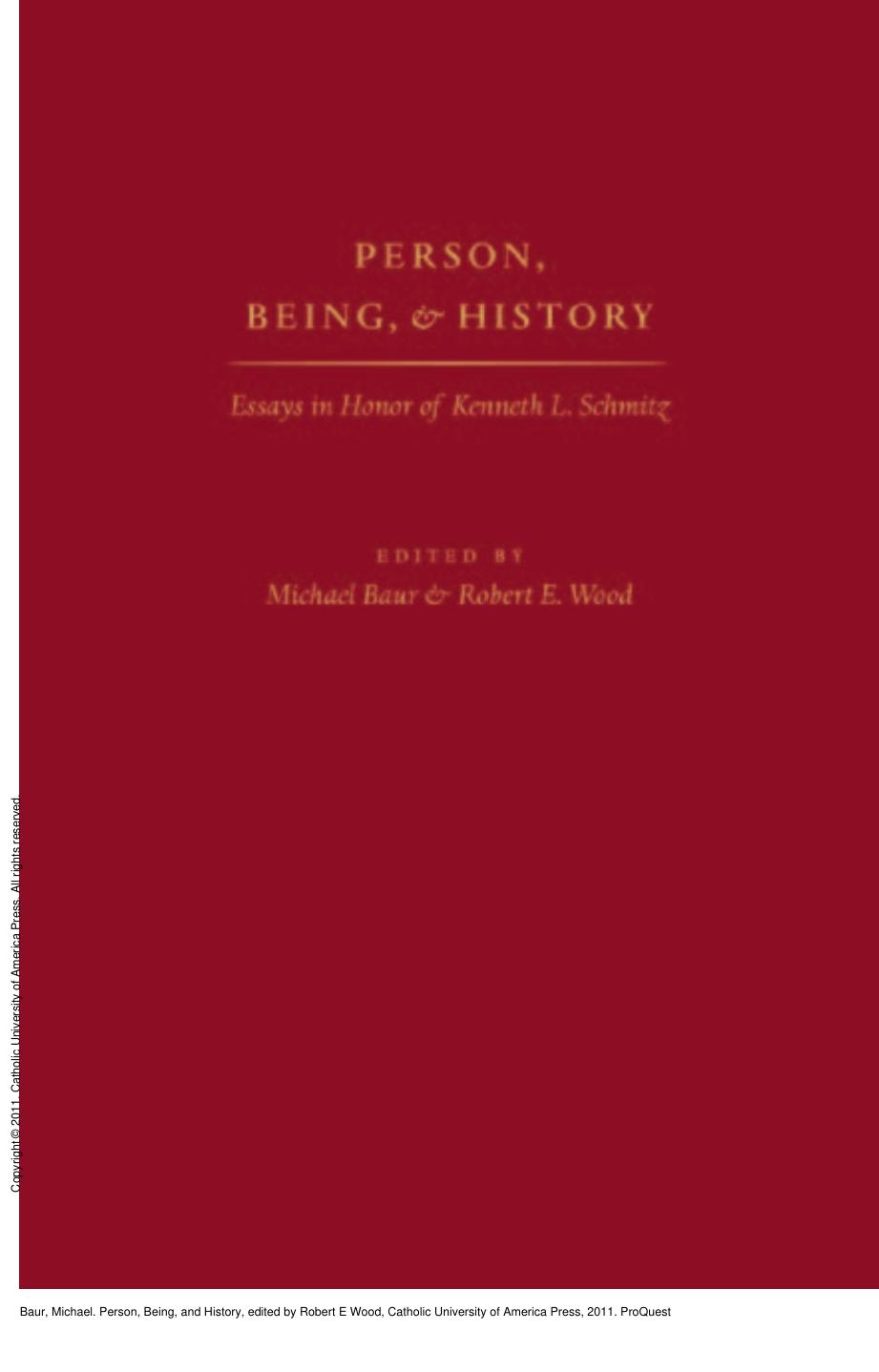 Person, Being, and History by Michael Baur; Robert E Wood