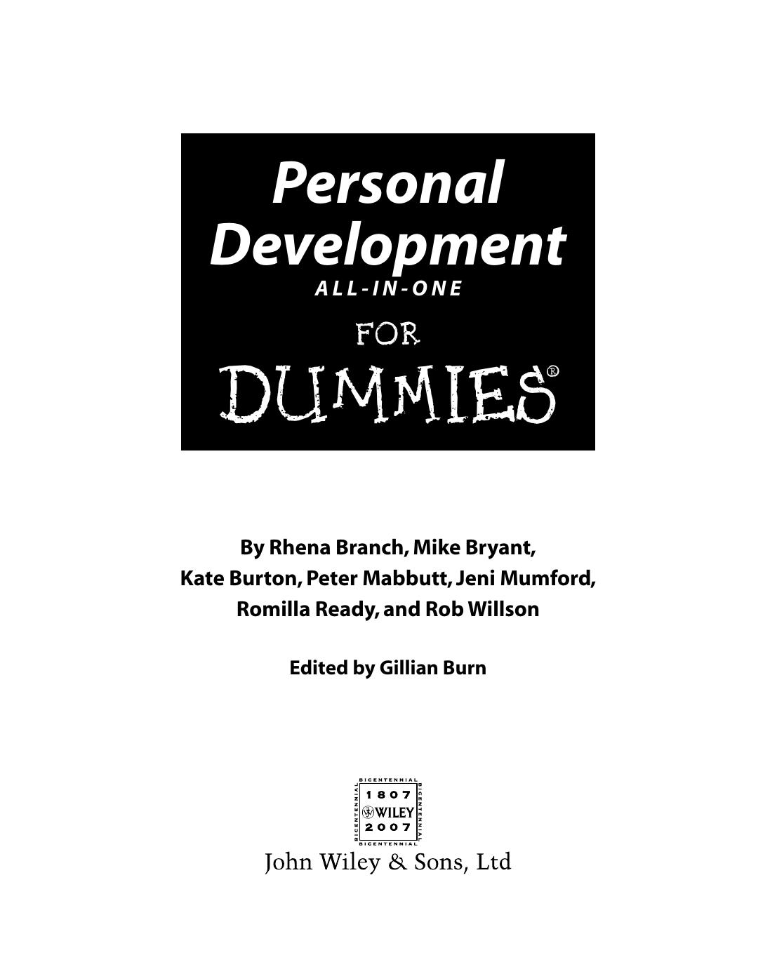Personal Development All-In-One for DUMmIES by Unknown