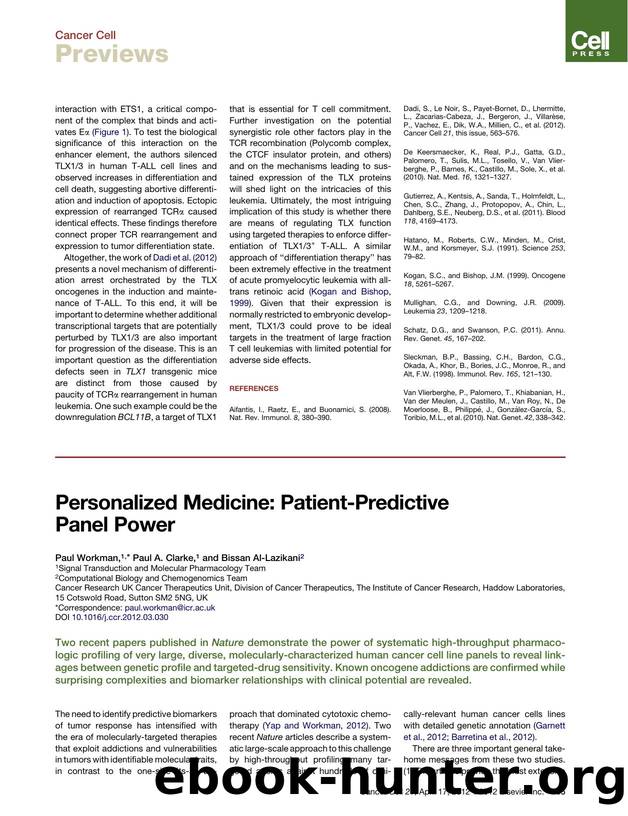 Personalized Medicine: Patient-Predictive Panel Power by Paul Workman & Paul A. Clarke & and Bissan Al-Lazikani