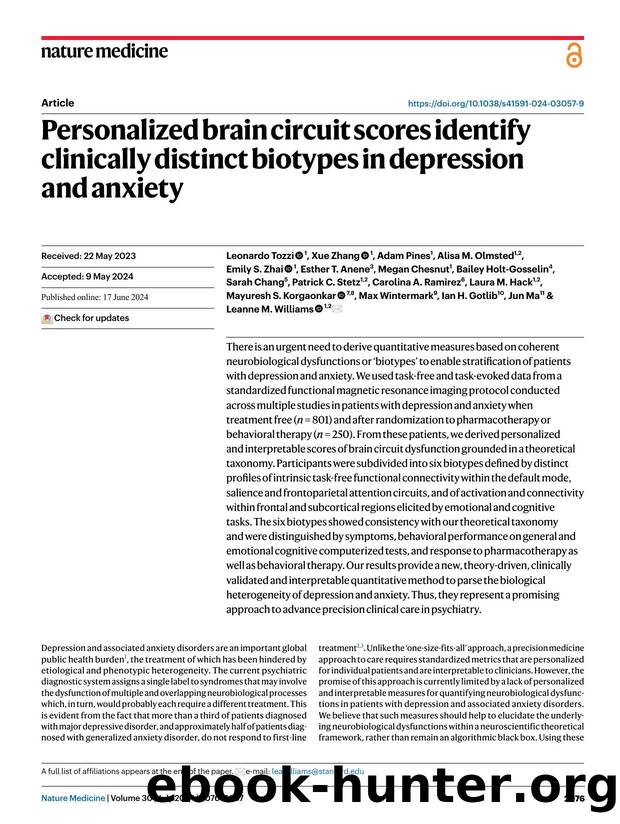 Personalized brain circuit scores identify clinically distinct biotypes in depression and anxiety by unknow