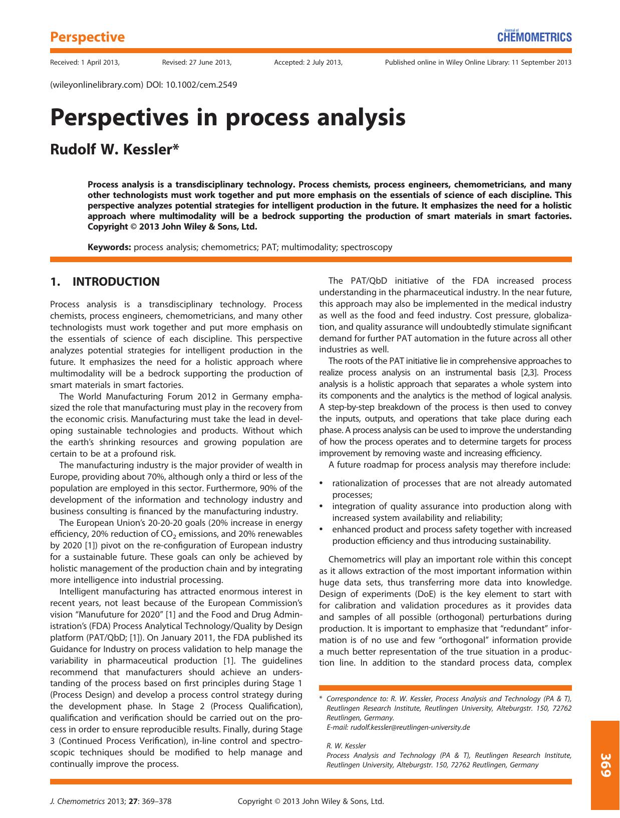 Perspectives in process analysis by Unknown