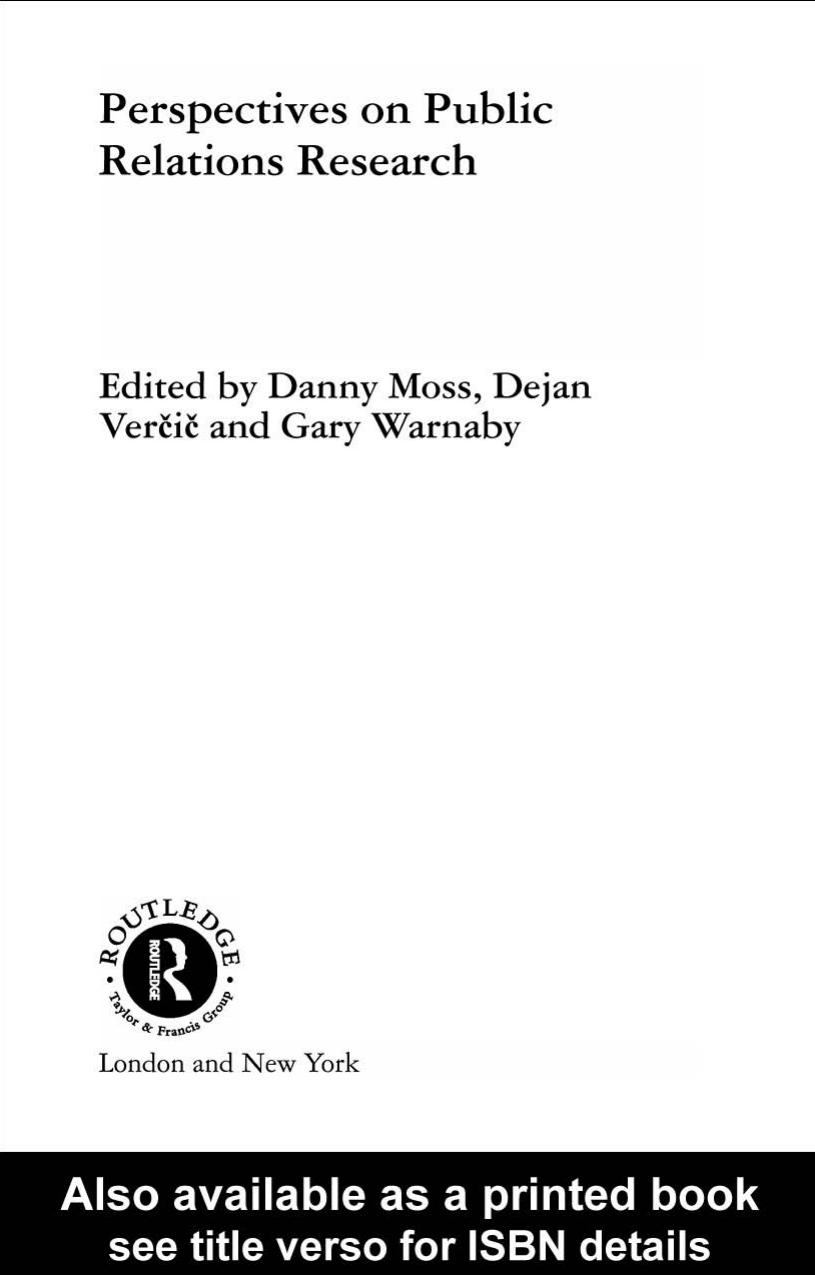 Perspectives on Public Relations Research (Routledge Advances in Management and Business Studies) by Danny Moss