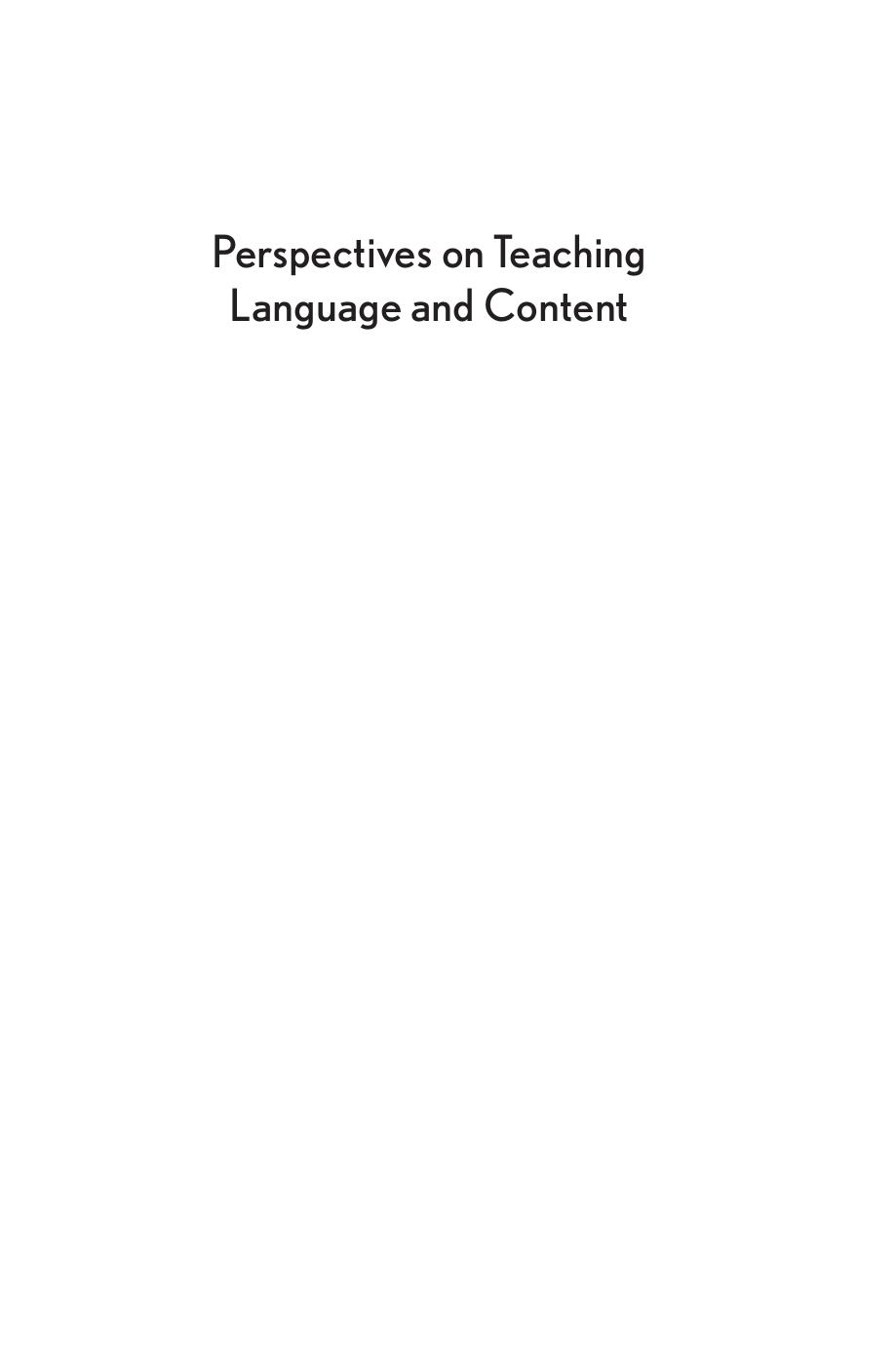 Perspectives on Teaching Language and Content by Stacey Katz Bourns; Cheryl Krueger; Nicole Mills