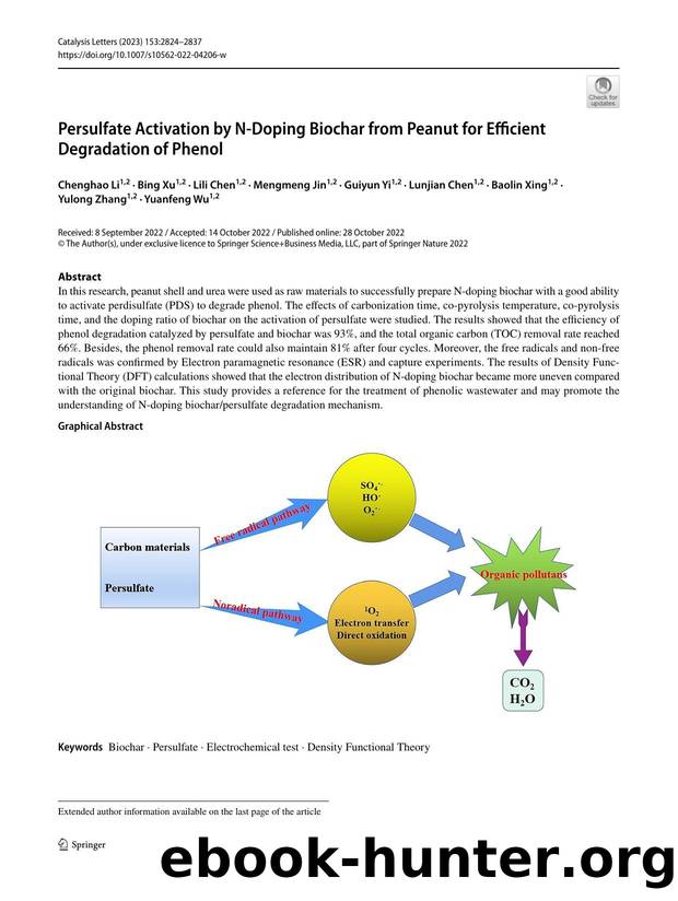 Persulfate Activation by N-Doping Biochar from Peanut for Efficient Degradation of Phenol by unknow