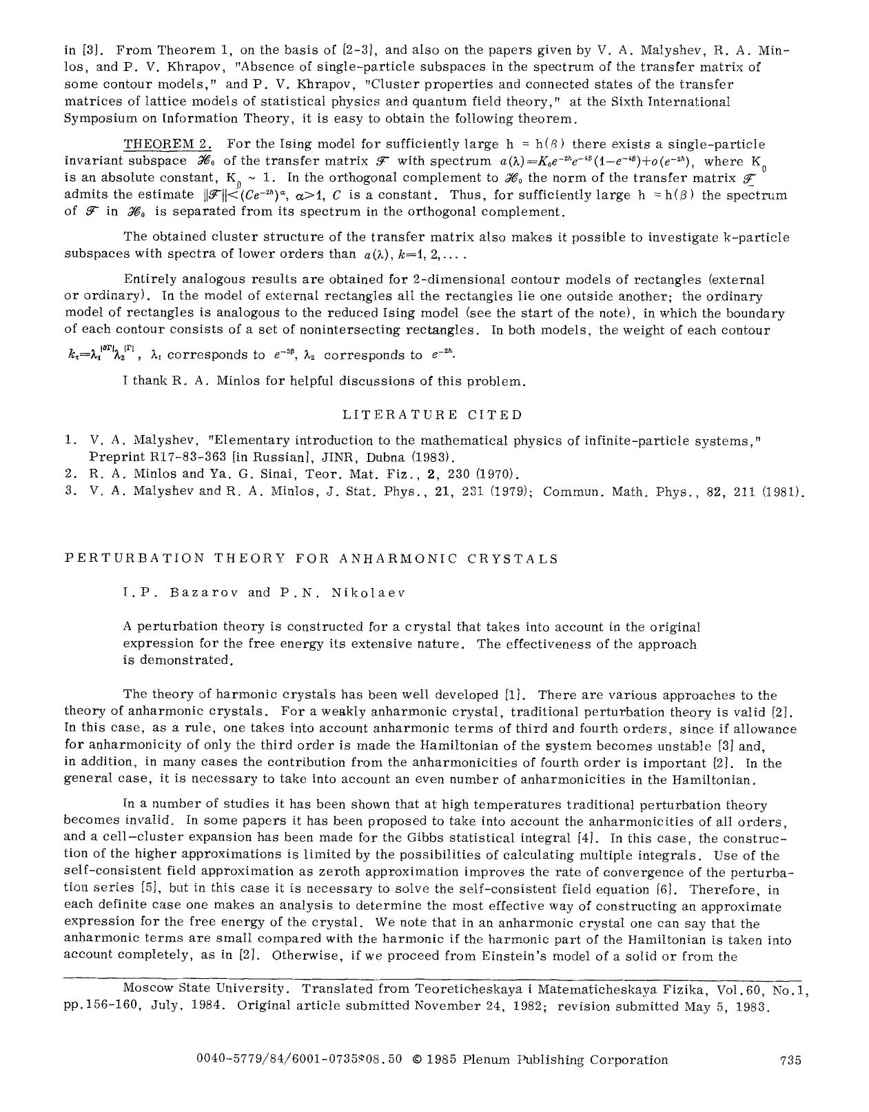 Perturbation theory for anharmonic crystals by Unknown
