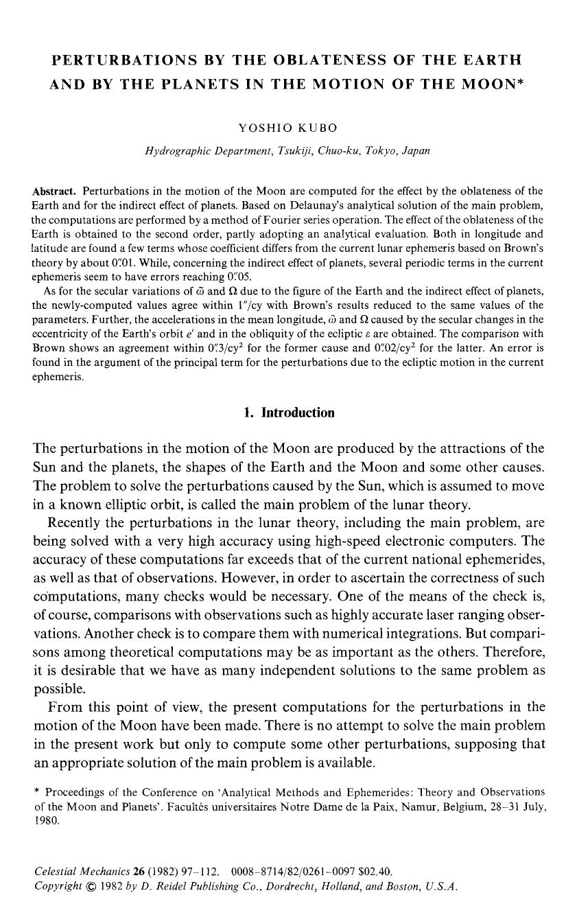 Perturbations by the oblateness of the Earth and by the planets in the motion of the Moon by Unknown