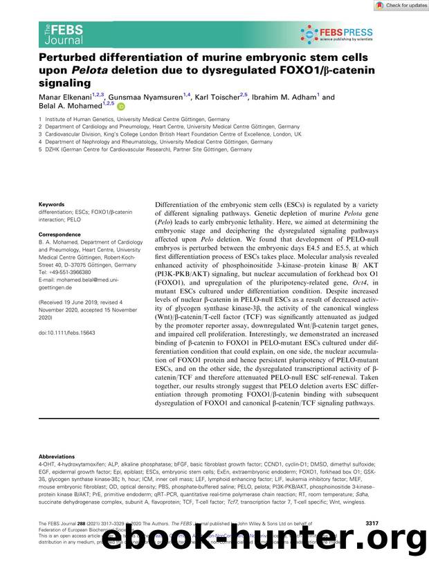 Perturbed differentiation of murine embryonic stem cells upon Pelota deletion due to dysregulated FOXO1Î²âcatenin signaling by Unknown