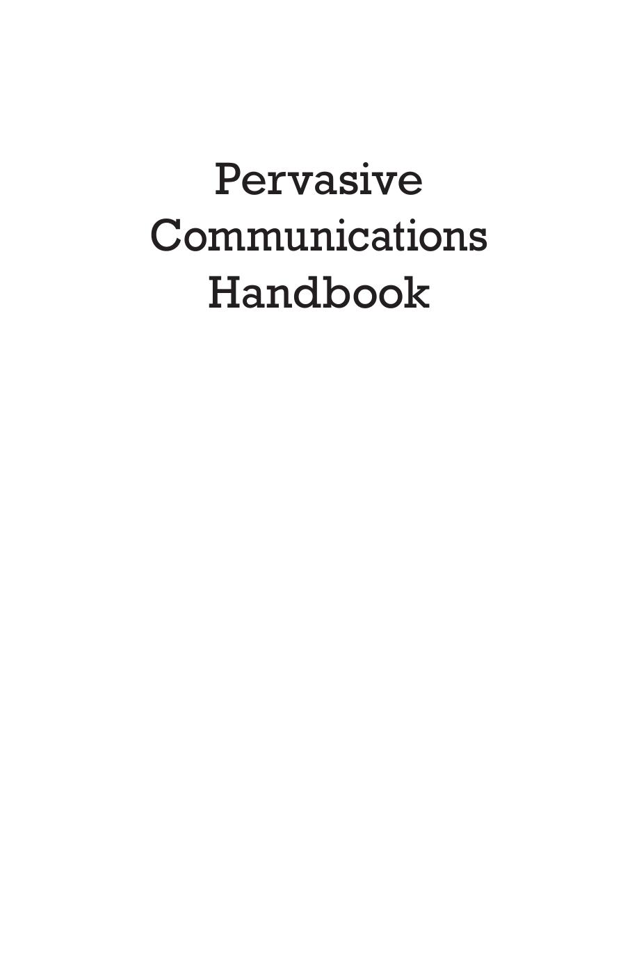 Pervasive Communications Handbook by Unknow