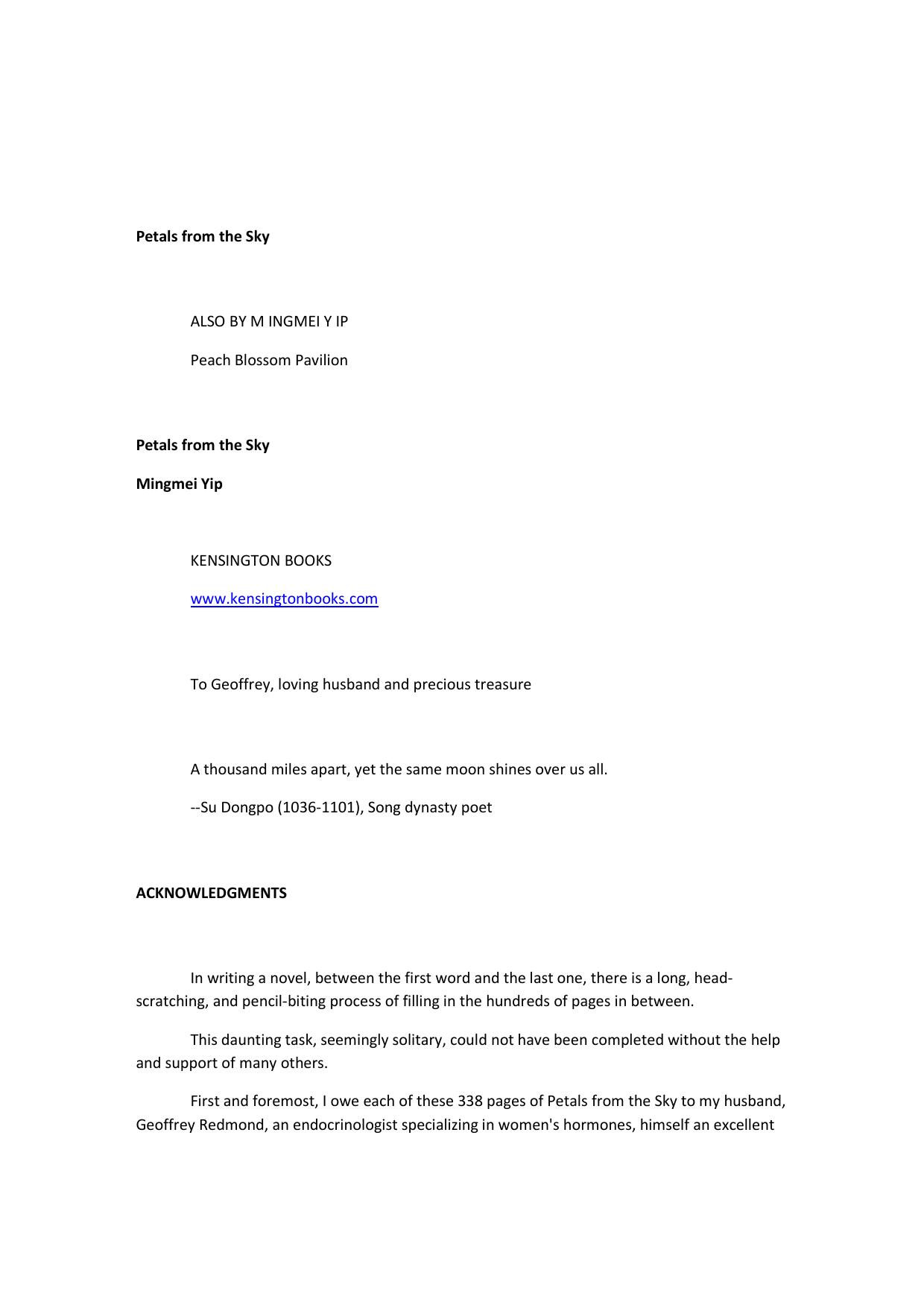 Petals from the Sky by Mingmei Yip