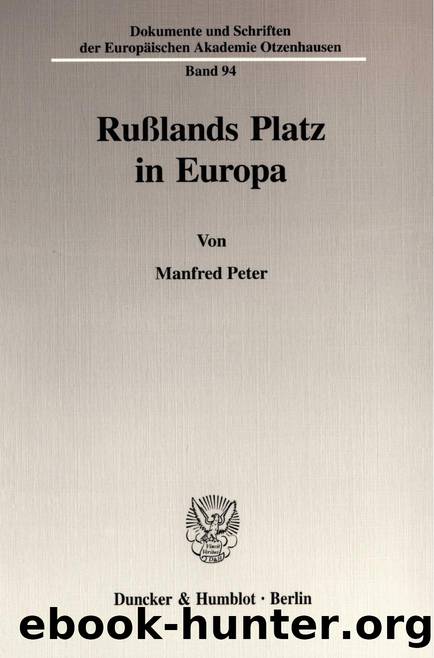 Peter by Rußlands Platz in Europa (9783428503933)
