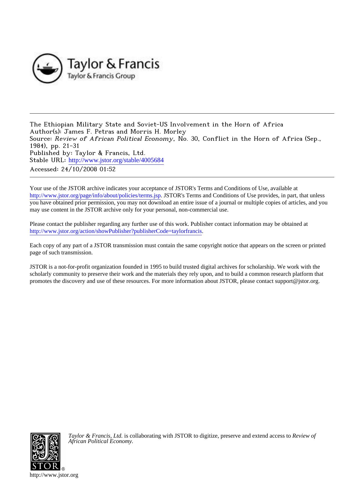 Petras and Morley by The Ethiopian Military State & Soviet-US Involvement in the Horn of Africa
