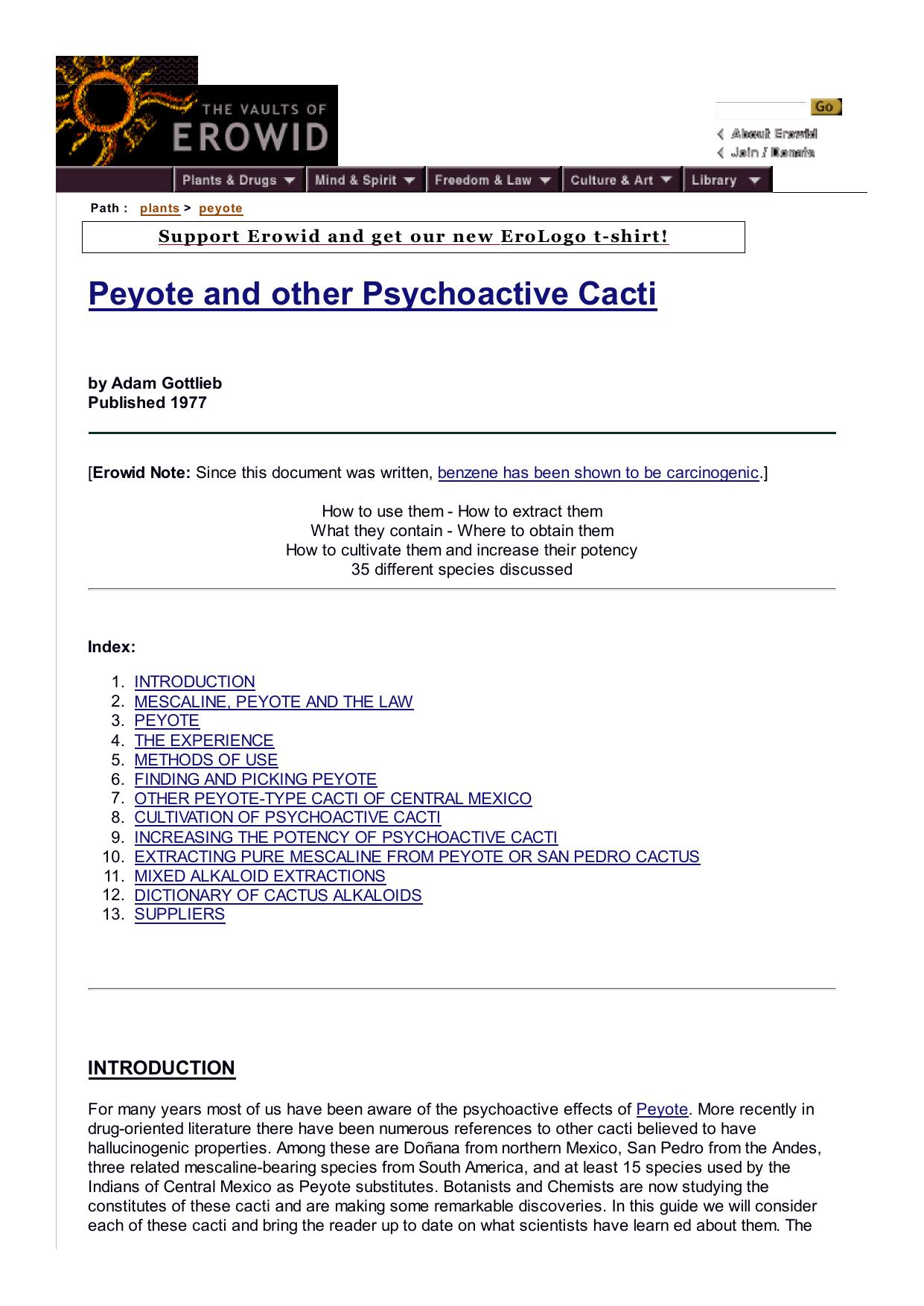 Peyote and Other Psychoactive Cacti by Adam Gottlieb