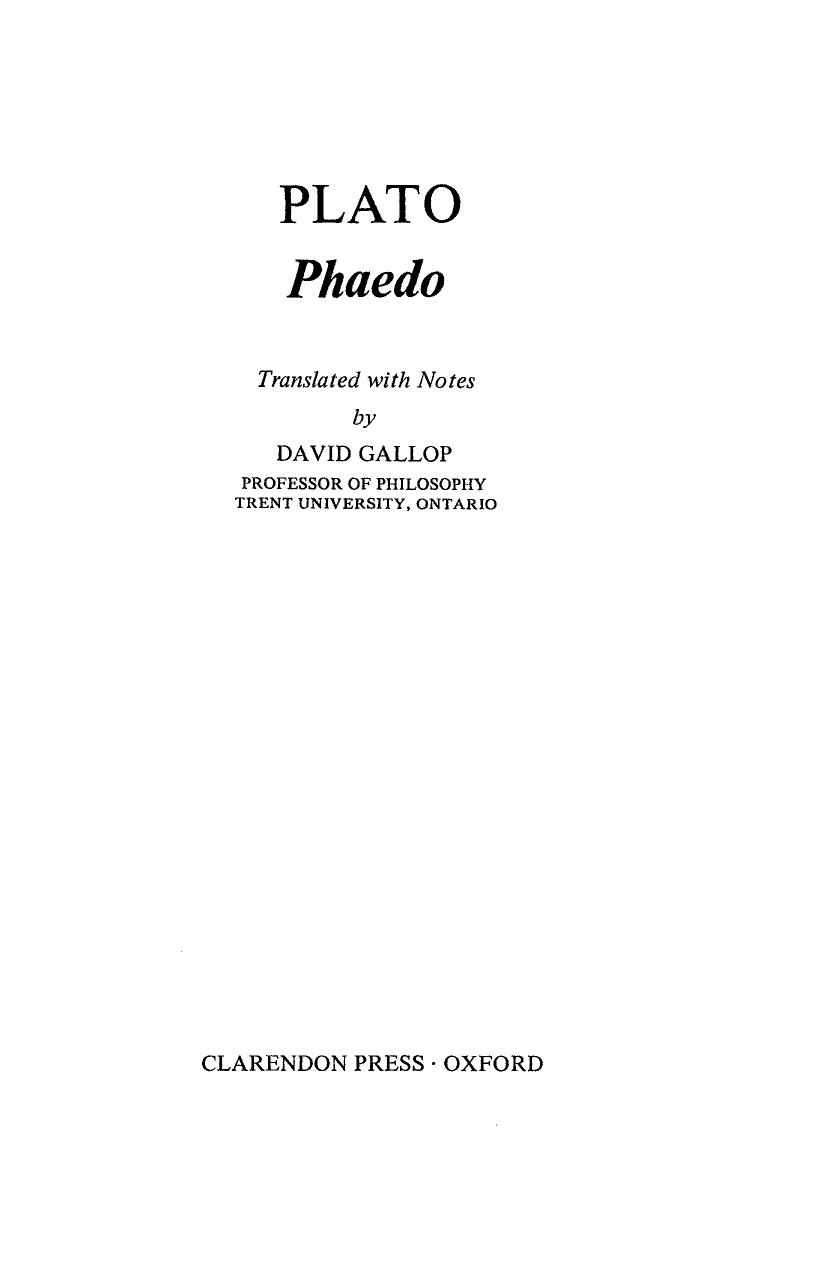 Phaedo (Clarendon Plato Series) by Plato