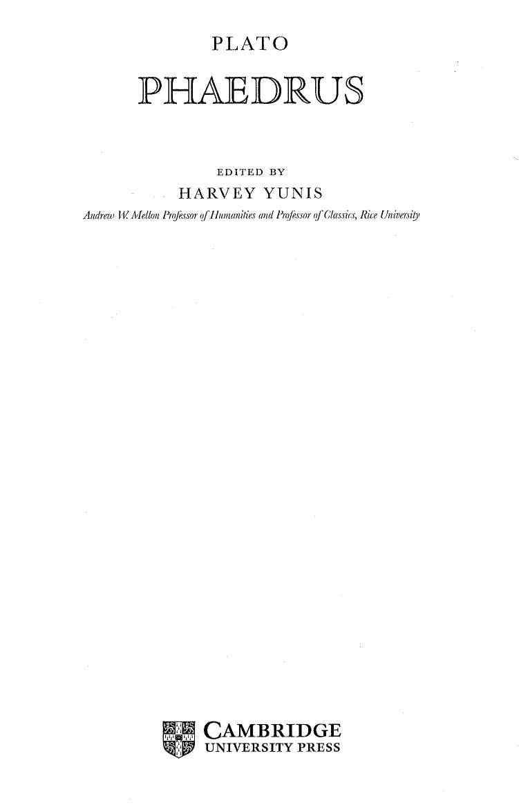 Phaedrus by Plato; Harvey Yunis