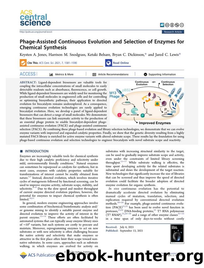Phage-Assisted Continuous Evolution and Selection of Enzymes for Chemical Synthesis by unknow