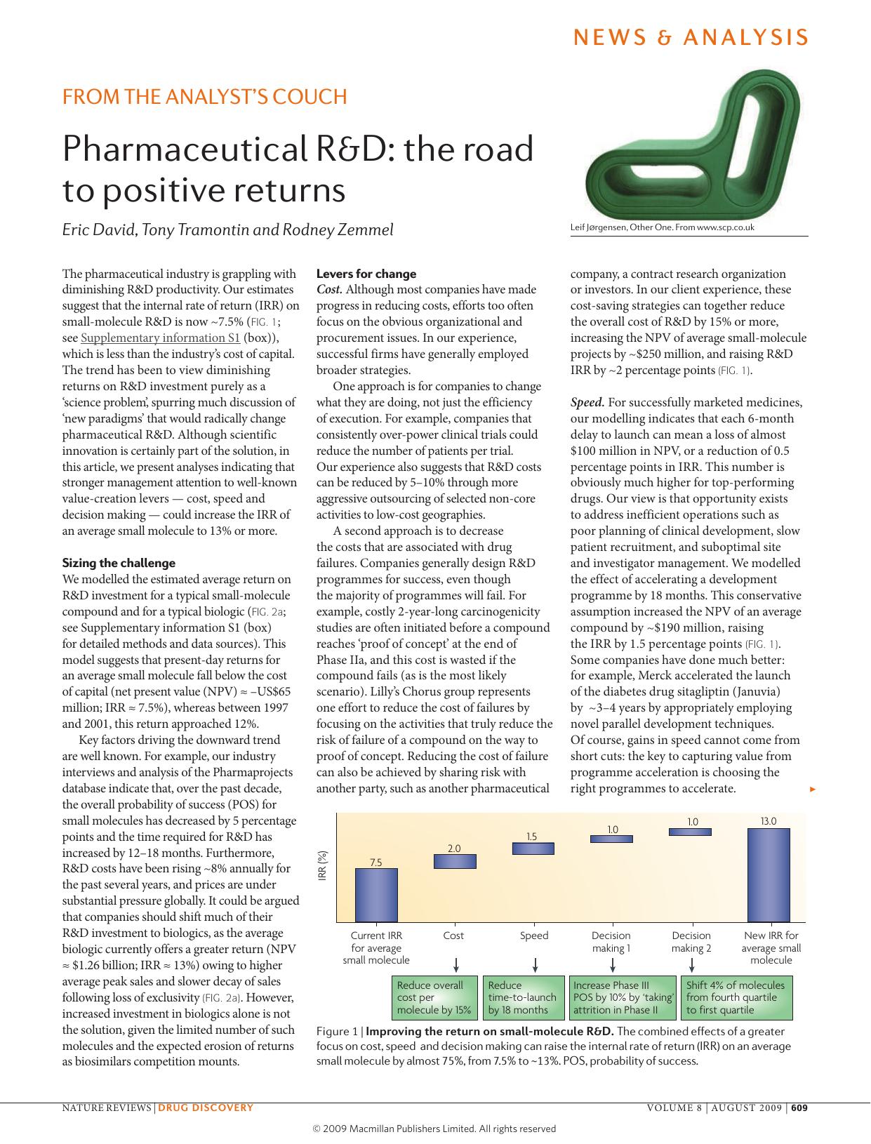Pharmaceutical R&D: the road to positive returns by Eric David & Tony Tramontin & Rodney Zemmel