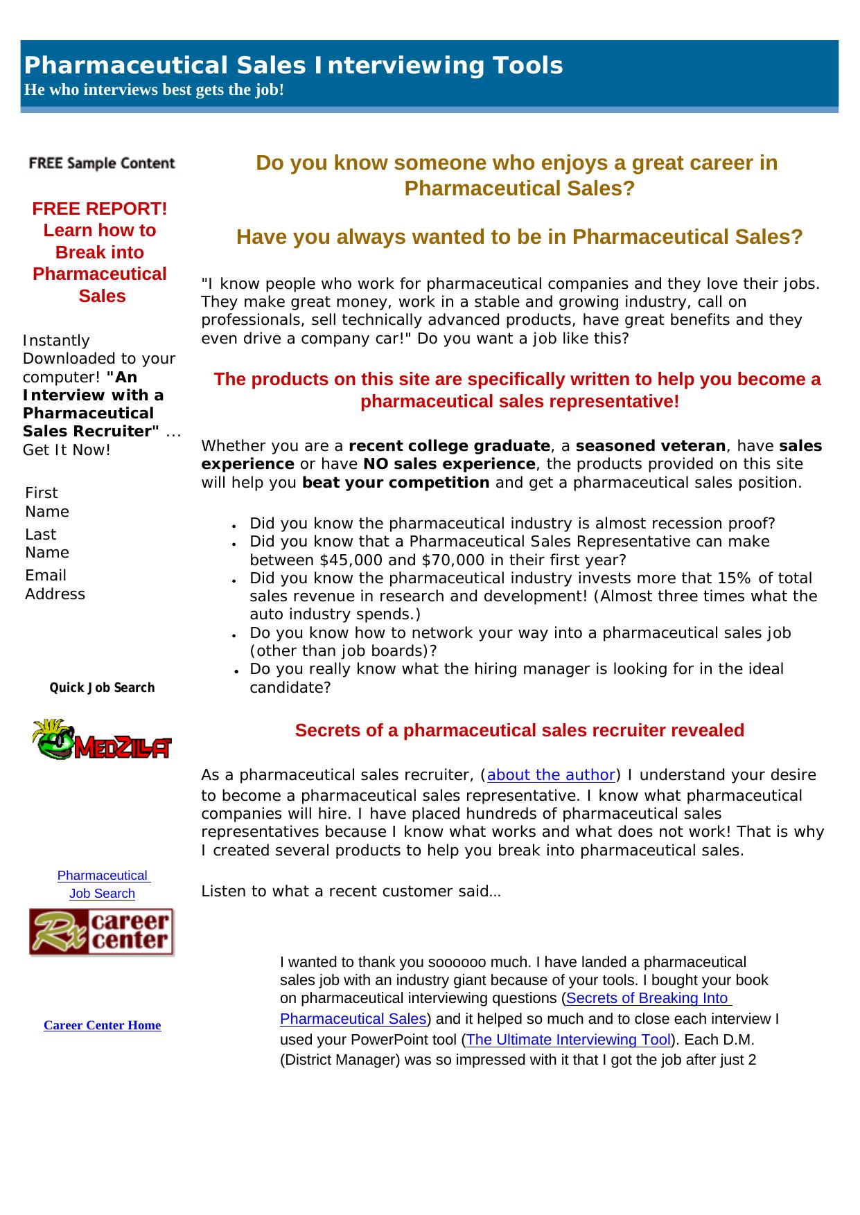 Pharmaceutical Sales Interview Tools. by Best of Kuszter's Collection