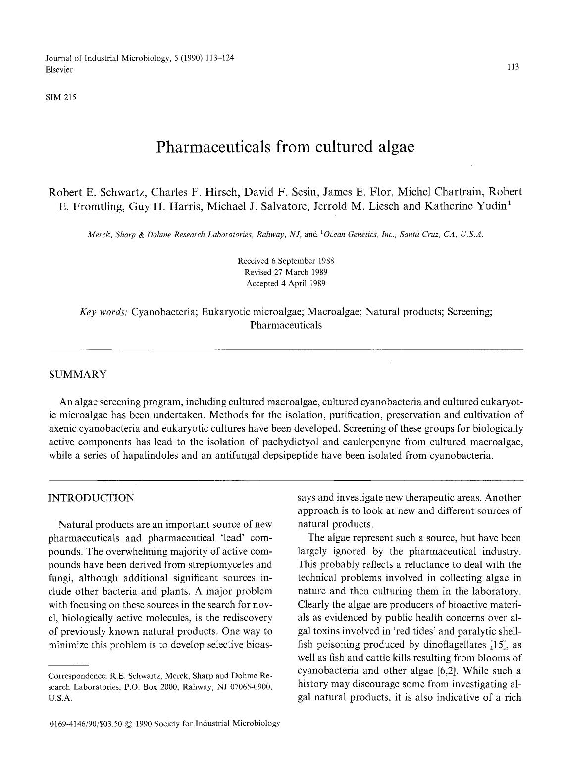 Pharmaceuticals from cultured algae by Unknown