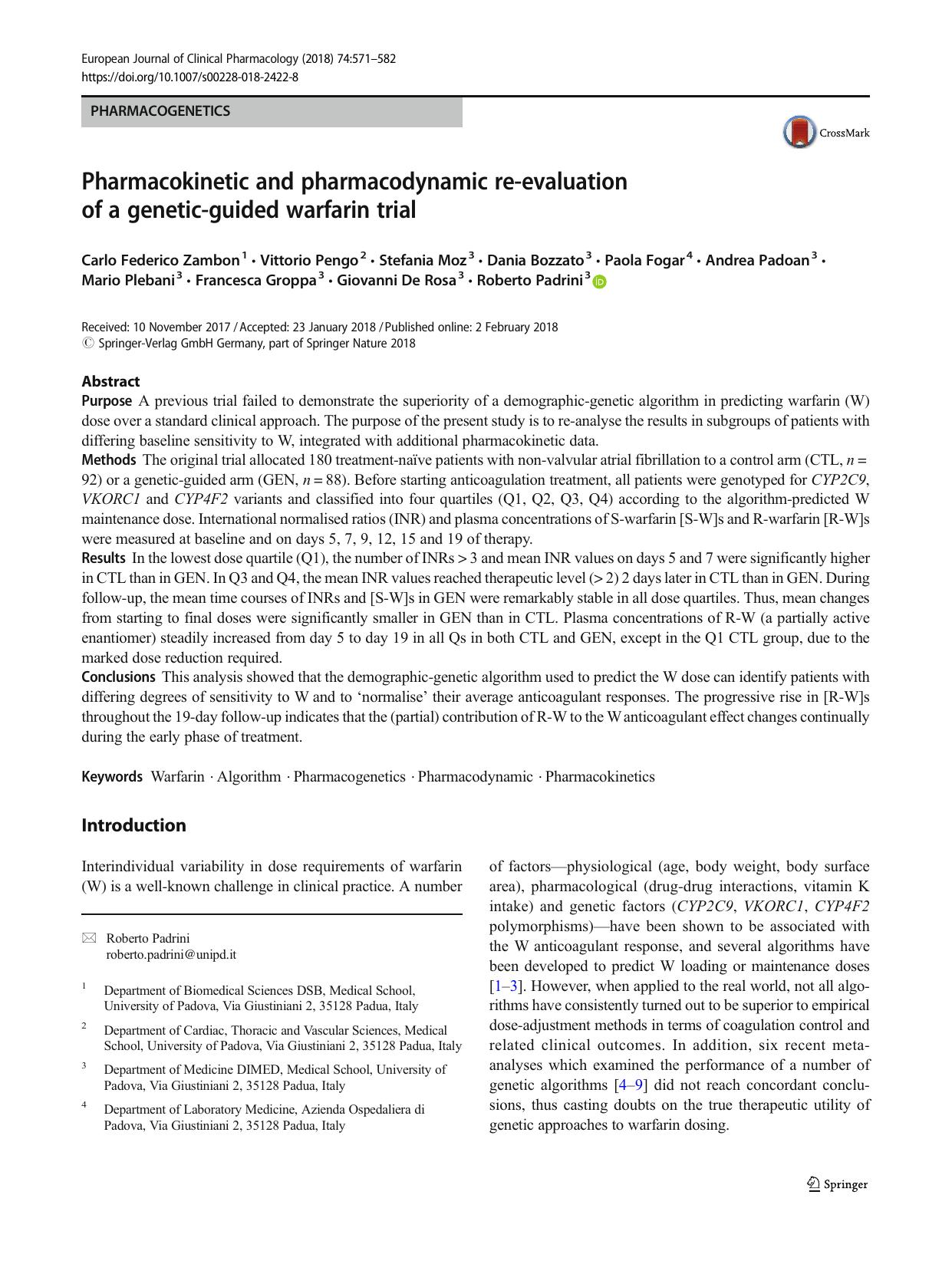 Pharmacokinetic and pharmacodynamic re-evaluation of a genetic-guided warfarin trial by unknow
