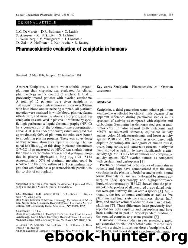 Pharmacokinetic evaluation of zeniplatin in humans by Unknown