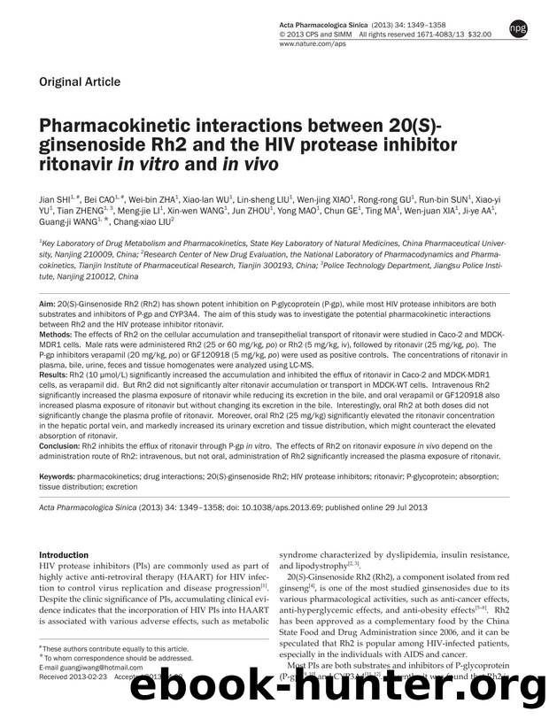 Pharmacokinetic interactions between 20(S)-ginsenoside Rh2 and the HIV protease inhibitor ritonavir in vitro and in vivo by unknow