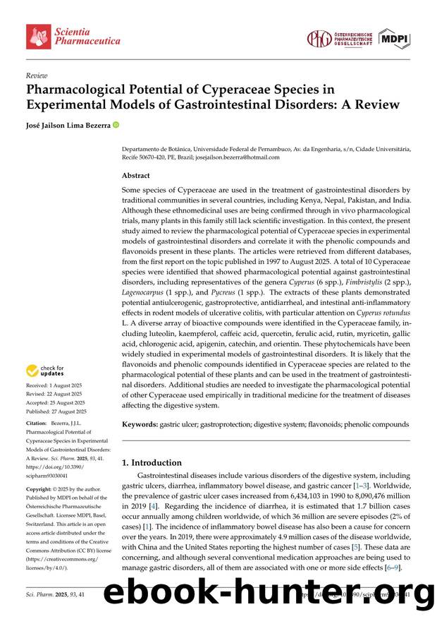 Pharmacological Potential of Cyperaceae Species in Experimental Models of Gastrointestinal Disorders: A Review by José Jailson Lima Bezerra