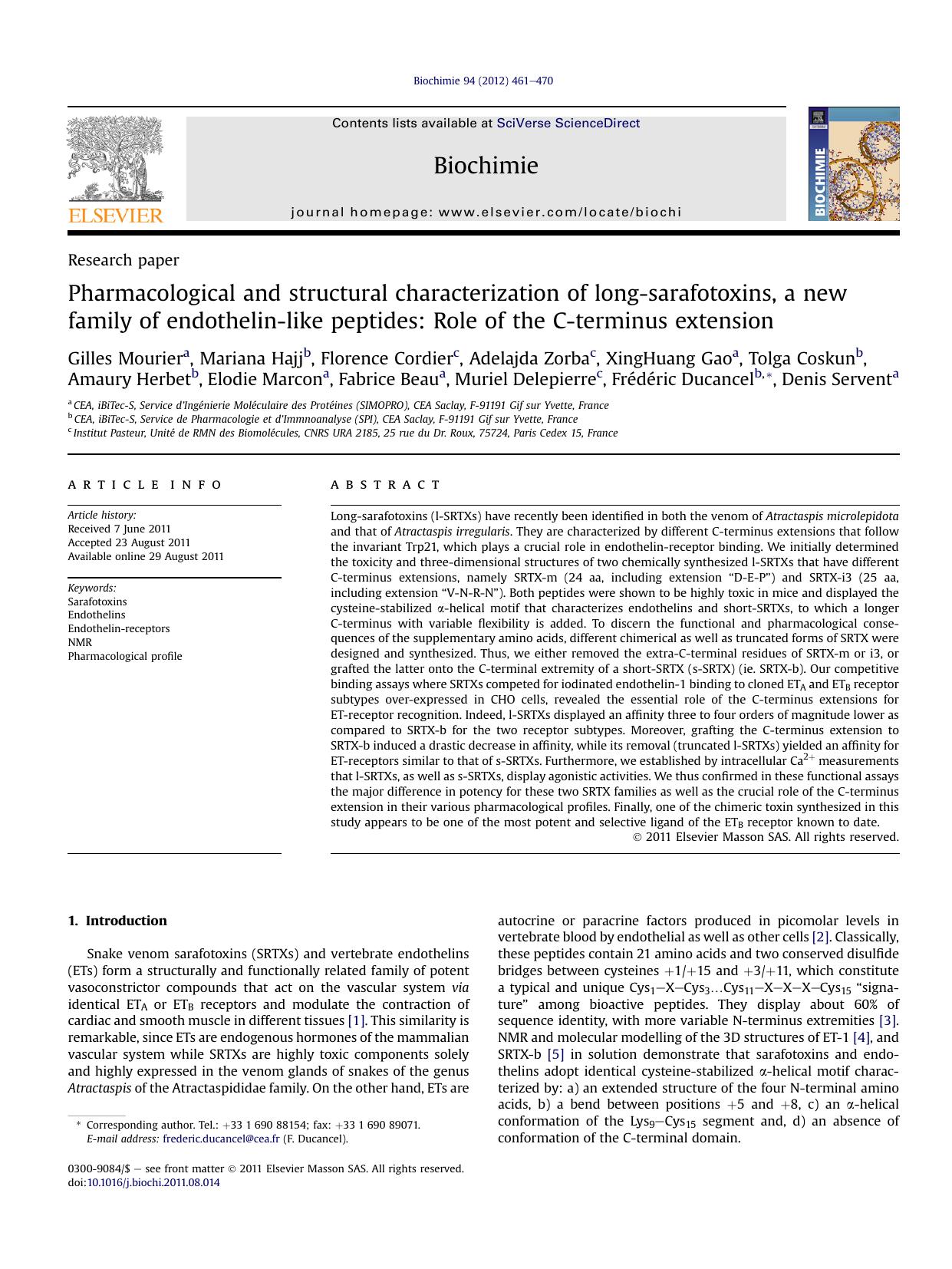 Pharmacological and structural characterization of long-sarafotoxins, a new family of endothelin-like peptides: Role of the C-terminus extension by unknow