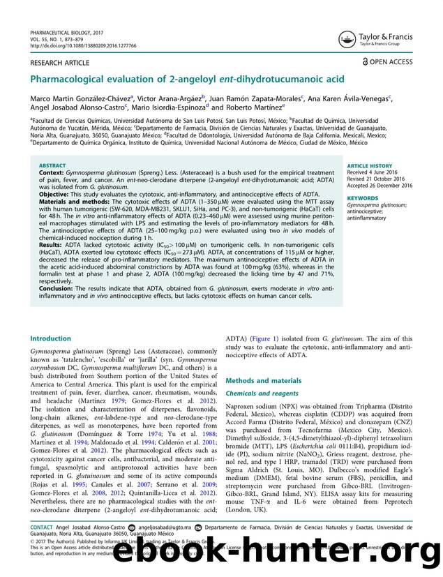 Pharmacological evaluation of 2-angeloyl ent-dihydrotucumanoic acid by unknow