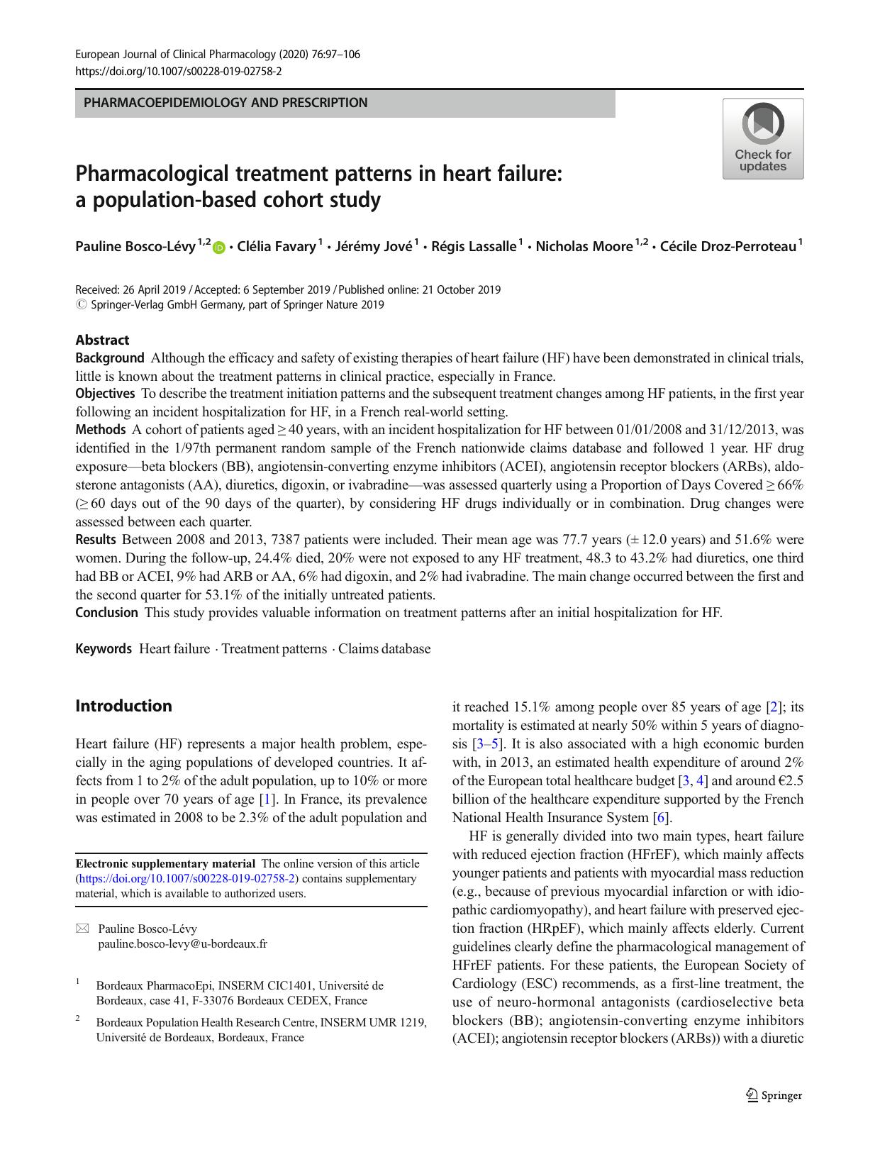 Pharmacological treatment patterns in heart failure: a population-based cohort study by unknow