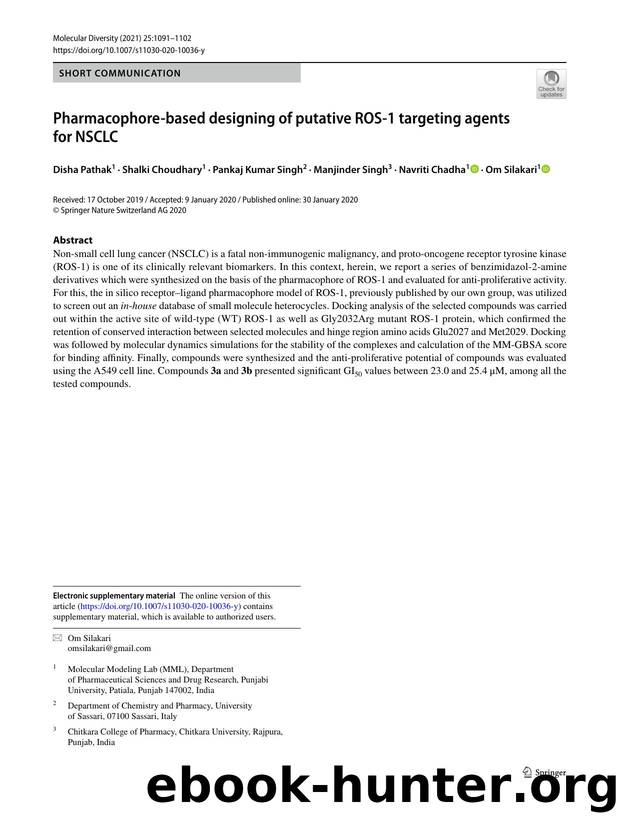 Pharmacophore-based designing of putative ROS-1 targeting agents for NSCLC by unknow