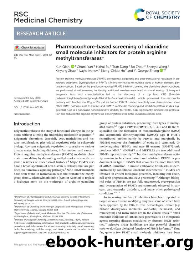 Pharmacophore-based screening of diamidine small molecule inhibitors for protein arginine methyltransferases by unknow