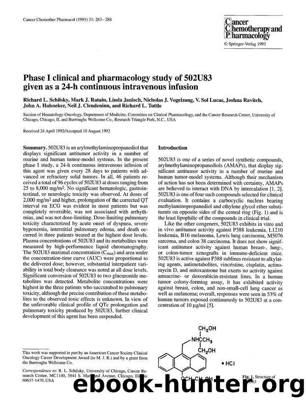 Phase I clinical and pharmacology study of 502U83 given as a 24-h continuous intravenous infusion by Unknown