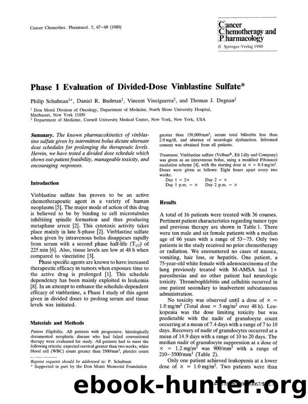 Phase I evaluation of divided-dose vinblastine sulfate by Unknown