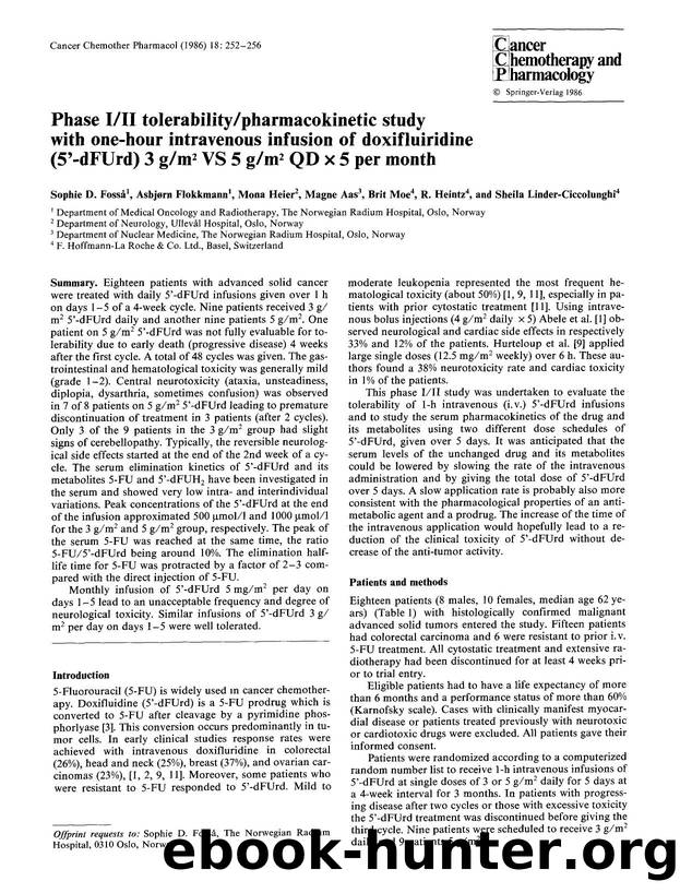 Phase III tolerabilitypharmacokinetic study with one-hour intravenous infusion of doxifluiridine (5&#x2032;-dFUrd) 3 gm<Superscript>2<Superscript> VS 5 gm<Superscript>2<Superscript> QD x 5 per month by Unknown