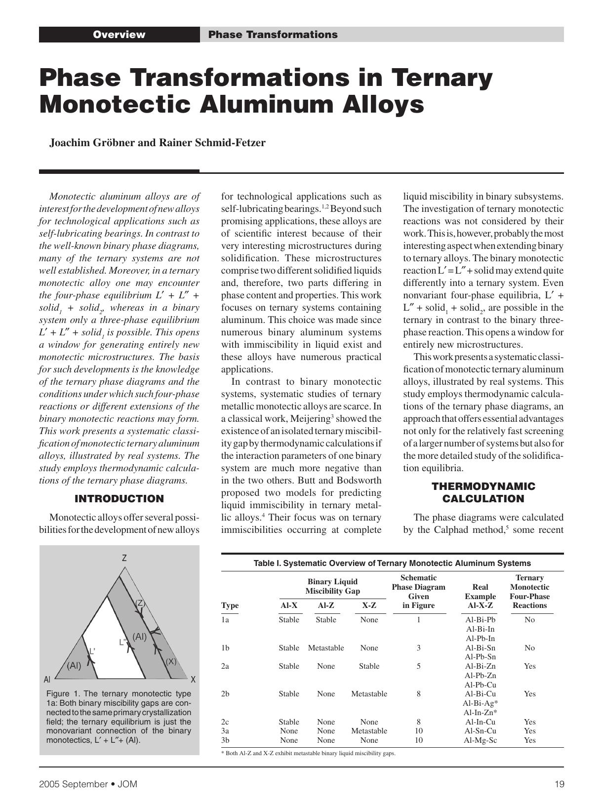 Phase Transformations in Ternary Monotectic Aluminum Alloys by Joachim Gröbner and Rainer Schmid-Fetzer