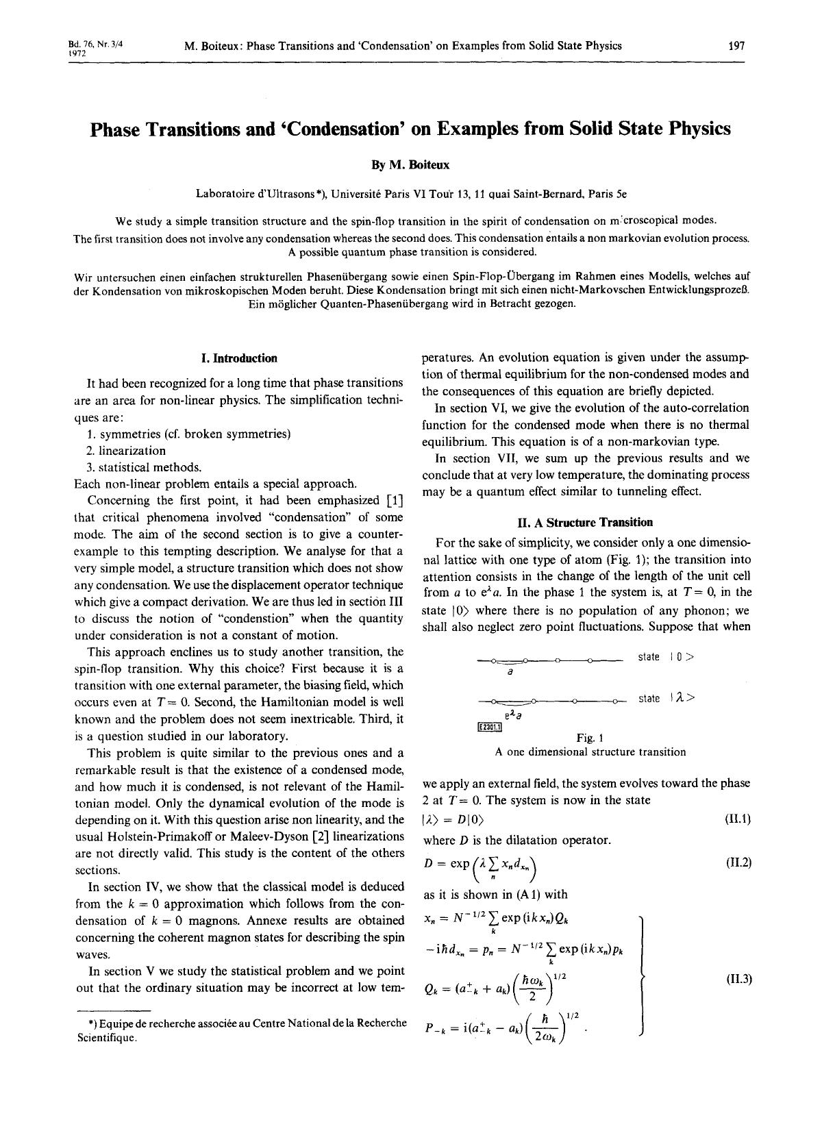 Phase Transitions and Condensation on Examples from Solid State Physics by Unknown