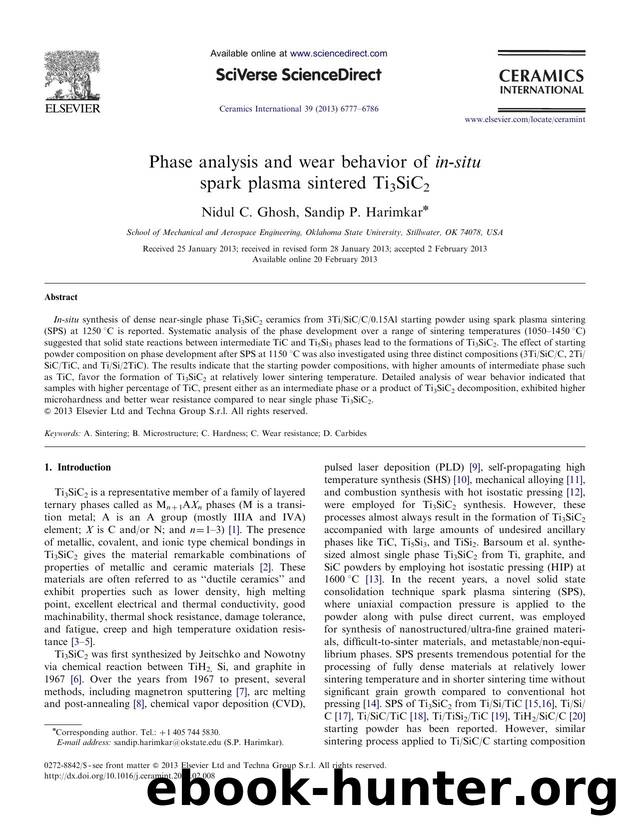 Phase analysis and wear behavior of in-situ spark plasma sintered Ti3SiC2 by Nidul C. Ghosh & Sandip P. Harimkar