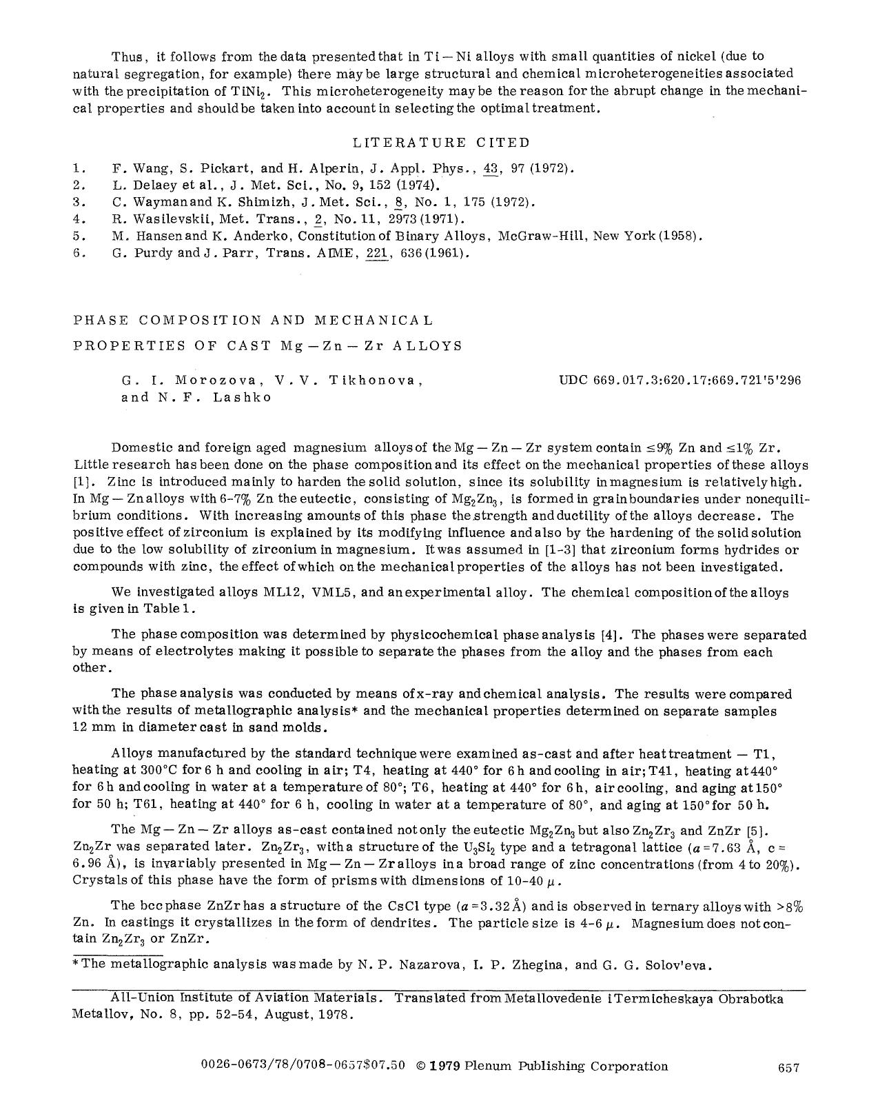 Phase composition and mechanical properties of cast Mg−Zn−Zr alloys by Unknown