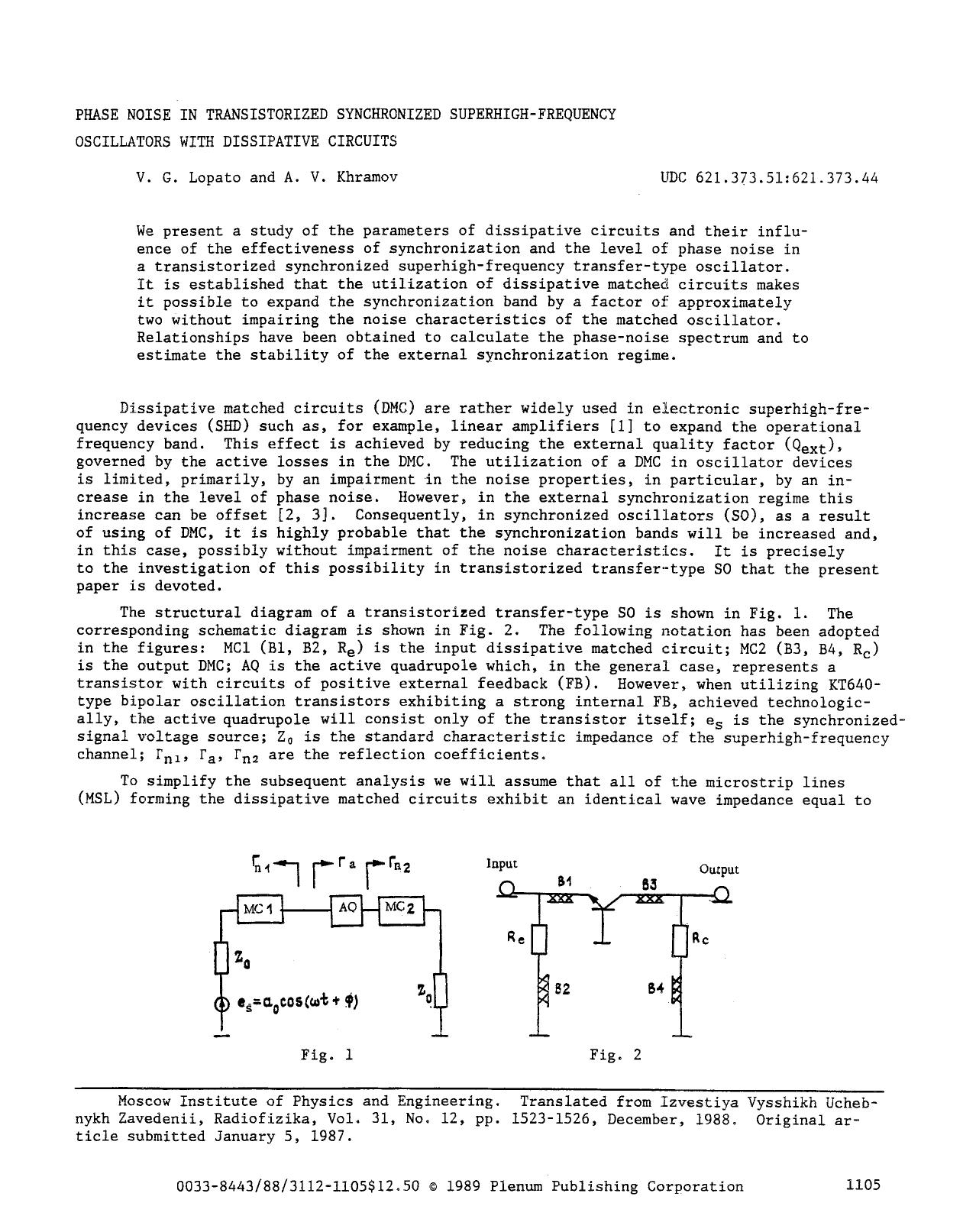 Phase noise in transistorized synchronized superhigh-frequency oscillators with dissipative circuits by Unknown