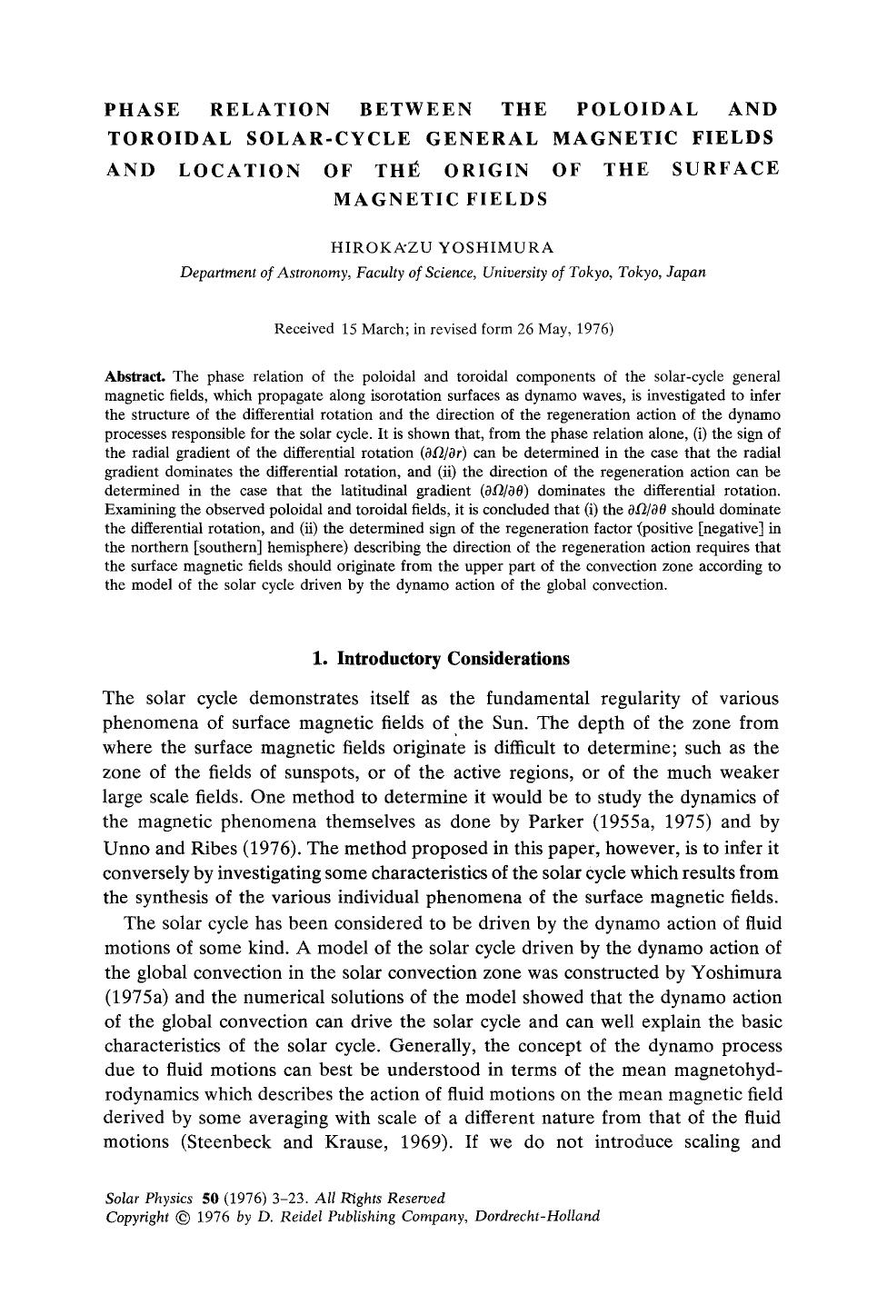 Phase relation between the poloidal and toroidal solar-cycle general magnetic fields and location of the origin of the surface magnetic fields by Unknown