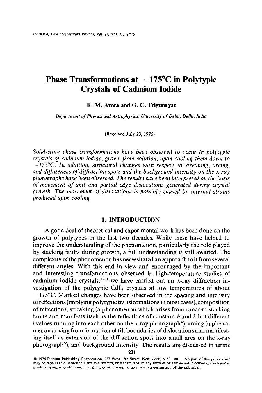 Phase transformations at −175 °C in polytypic crystals of cadmium iodide by Unknown