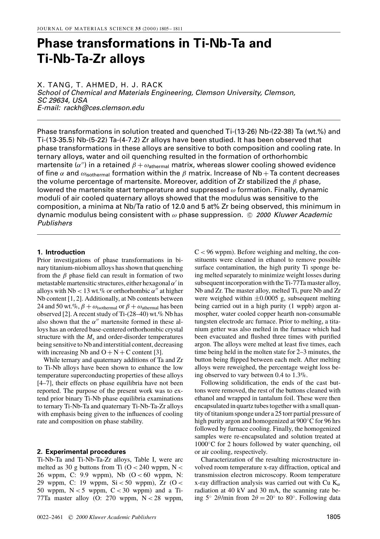 Phase transformations in Ti-Nb-Ta and Ti-Nb-Ta-Zr alloys by Unknown