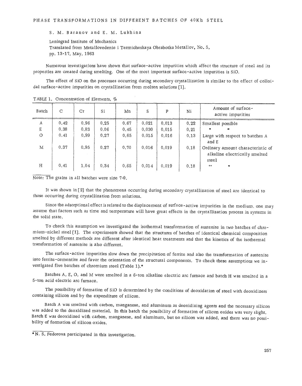 Phase transformations in different batches of 40Kh steel by Unknown