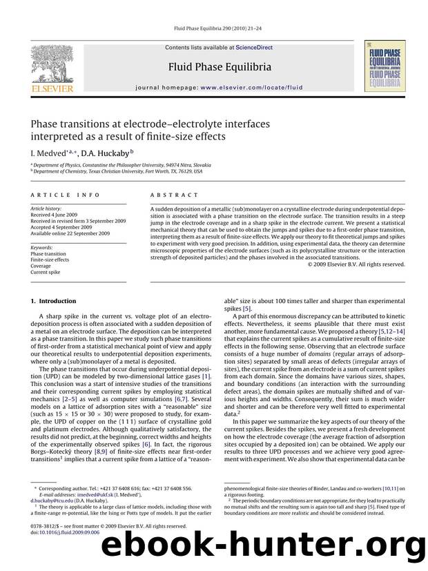 Phase transitions at electrodeÃ¢â¬âelectrolyte interfaces interpreted as a result of finite-size effects by I. Medvedâ€™; D.A. Huckaby