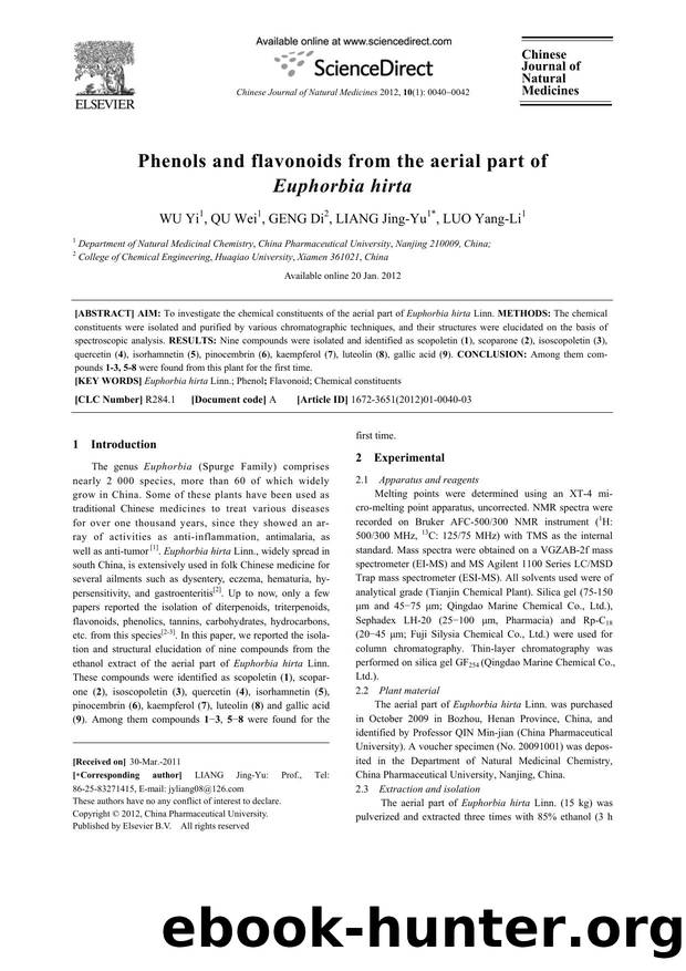 Phenols and flavonoids from the aerial part of Euphorbia hirta by Yi WU & Wei QU & Di GENG & Jing-Yu LIANG & Yang-Li LUO