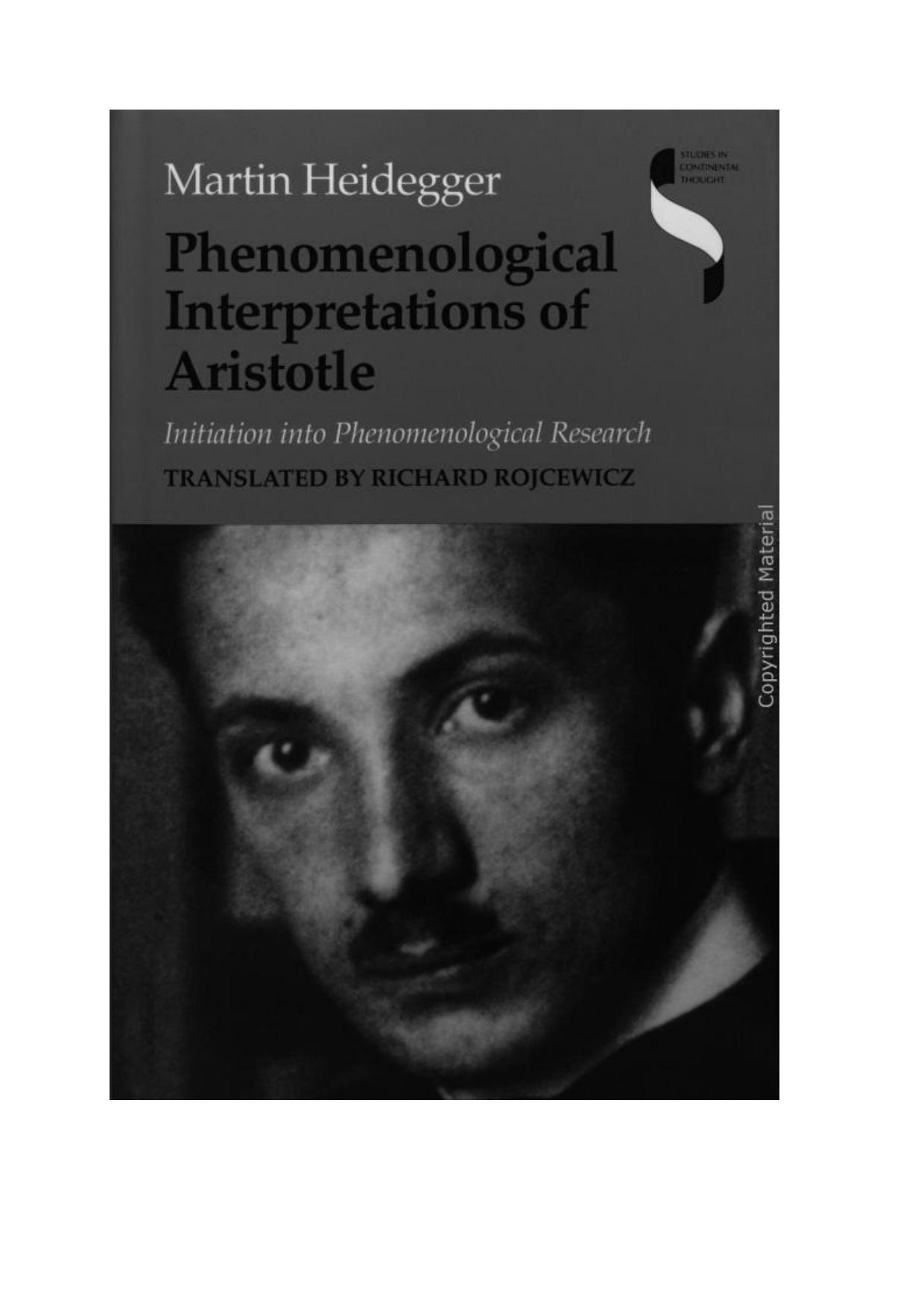 Phenomenological Interpretations of Aristotle: Initiation into Phenomenological Research by Unknow
