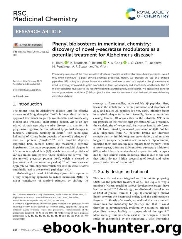 Phenyl bioisosteres in medicinal chemistry: discovery of novel Î³-secretase modulators as a potential treatment for Alzheimer's disease by unknow
