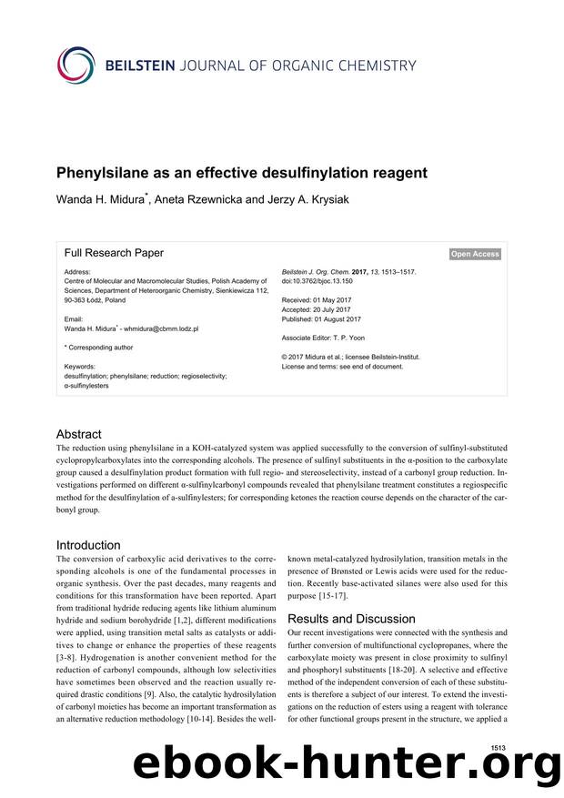 Phenylsilane as an effective desulfinylation reagent by Wanda H. Midura Aneta Rzewnicka Jerzy A. Krysiak