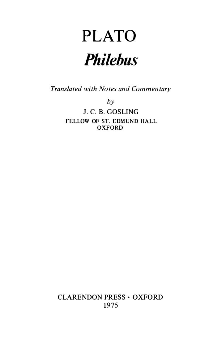 Philebus (trans. Gosling) by Plato